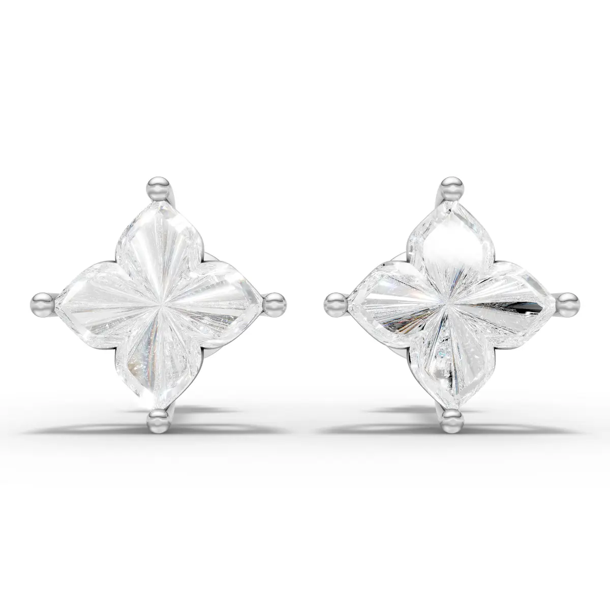 Lily Cut Diamond Floral Stud Earrings
